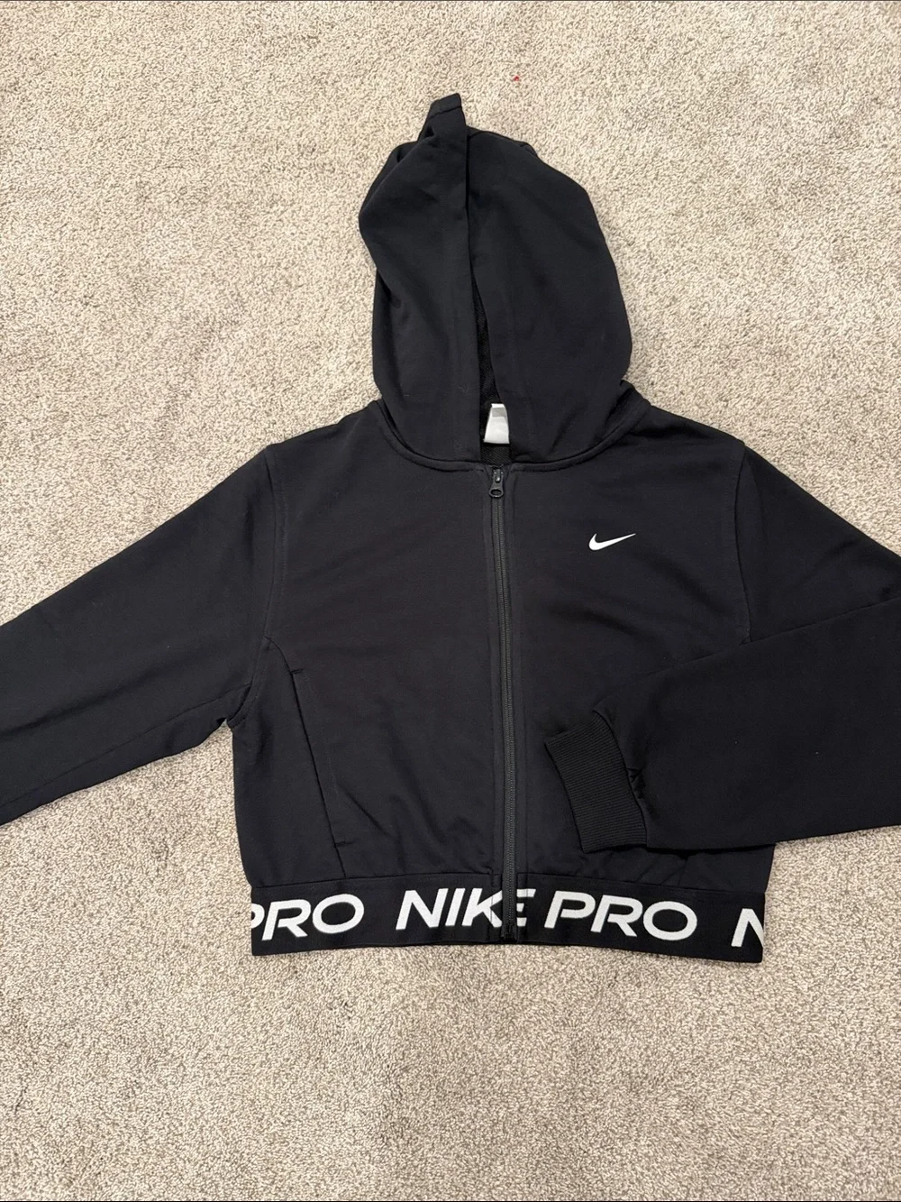 Nike Black Full-Zip Kids Hoodie with Branded Hem